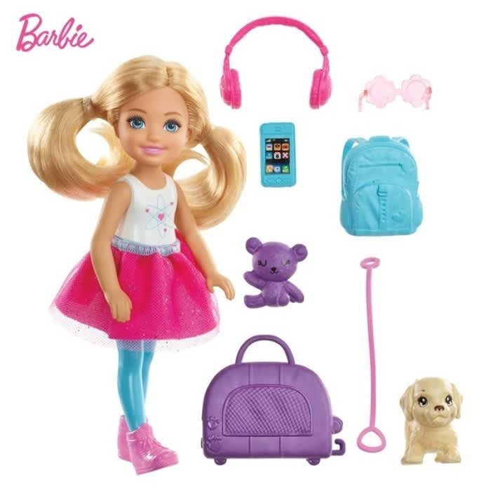 Barbie Model FWV20 Chelsea Pop Travel dengan Aksesoris Pembawa Anjing