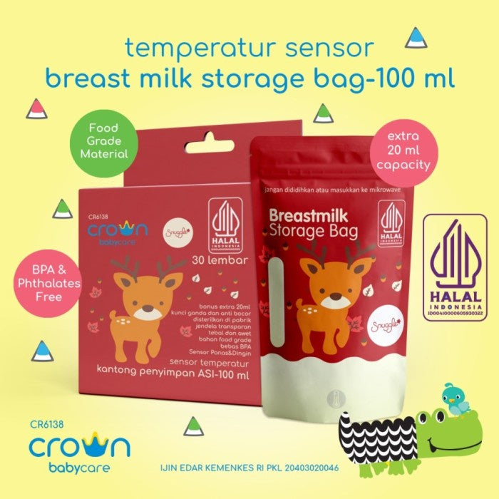 CROWN BABY Kantong Asi 100+20 ML - Breastmilk Storage isi 30pcs