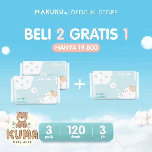 MAKUKU Air Tissue 3 Ply/40 Lembar/Facial tissue melembabkan/Tisu Bayi Kering