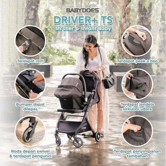 Stroller Babydoes Driver+ TS Travel System Cabin Size Plus Carseat