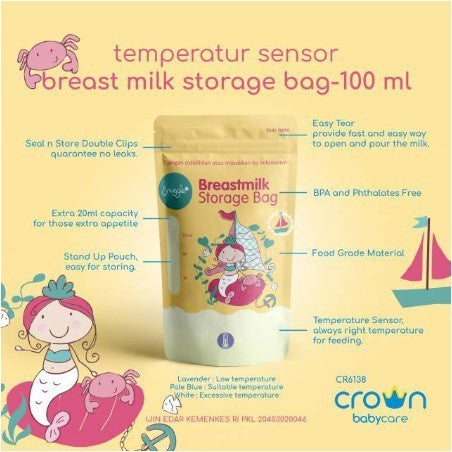 CROWN BABY Kantong Asi 100+20 ML - Breastmilk Storage isi 30pcs