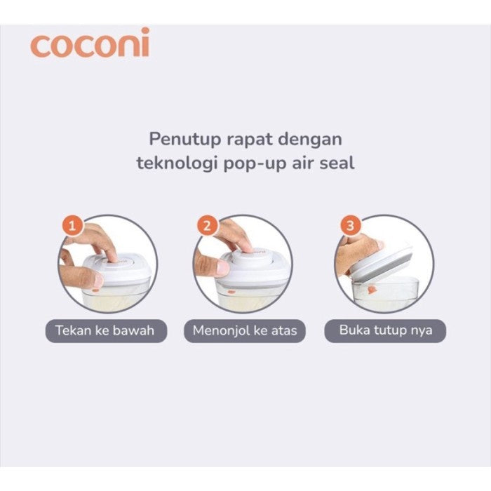 Coconi Pop Up Airtight Food Container / Toples Kedap udara untuk Susu