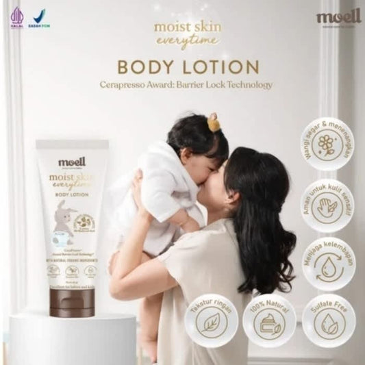 Moell Body Lotion Bayi Moell Baby Moist Skin BPOM Halal Bebas Alkohol