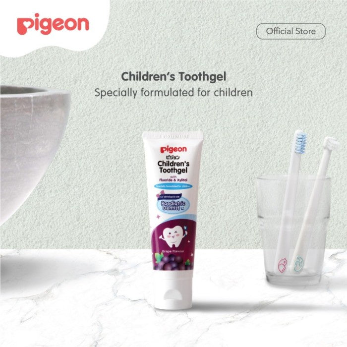 PIGEON Children's Toothgel Grape Flavour 45Gr Odol Fluoride Anak 2+