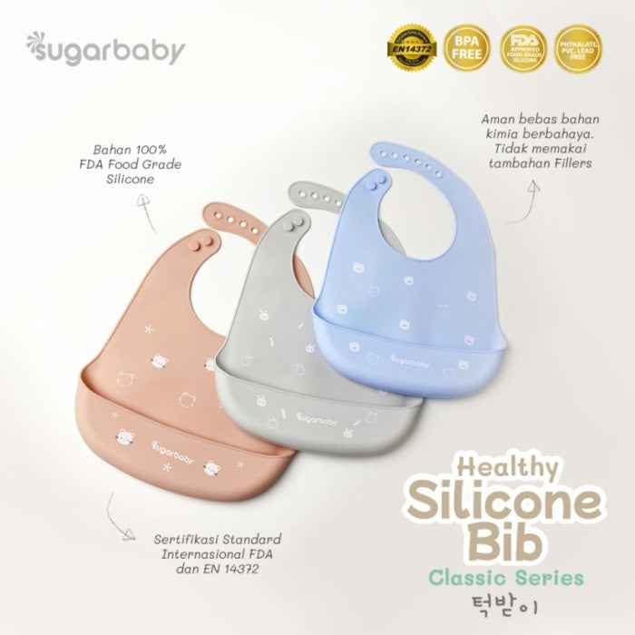 Sugar Baby Premium Silicone Bib Celemek Makan Anak K-series