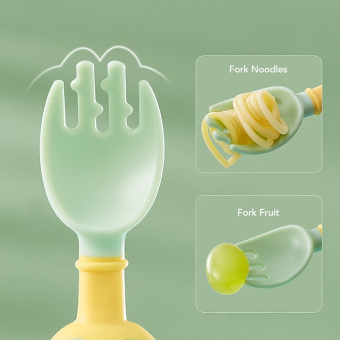 SAKUMINI PENGUIN LEARNING SPOON FORK FLEXIBLE SENDOK GARPU MAKAN BAYI