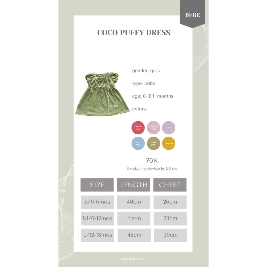 Cocopop Baby COCO Puffy Dress ( Baju Polos Kaos Katun Anak Cotton )