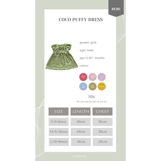 Cocopop Baby COCO Puffy Dress ( Baju Polos Kaos Katun Anak Cotton )
