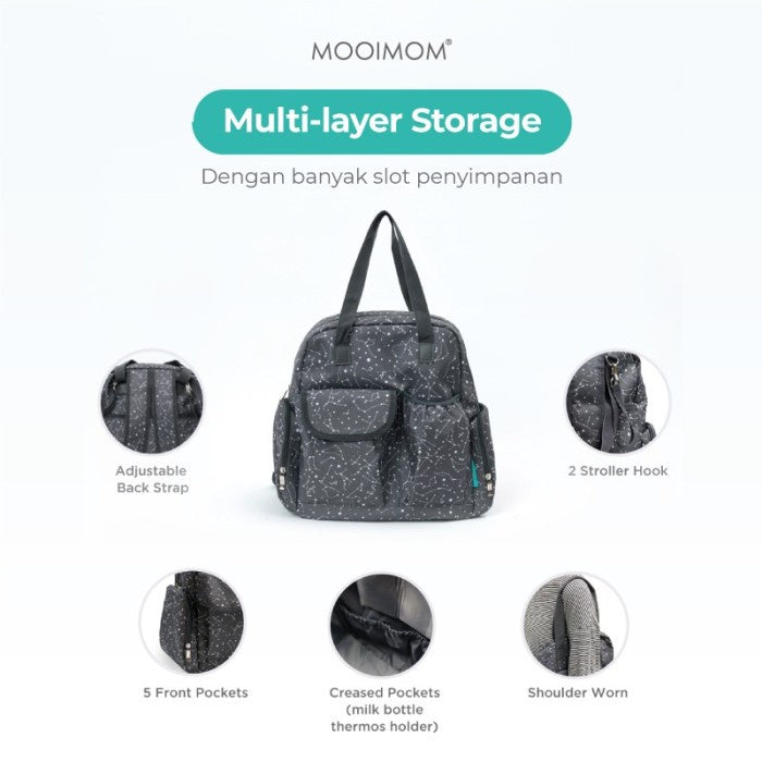 Tas Bayi | MOOIMOM 2 Ways Diaper Bag- Tas Bayi Besar Perlengkapan Bayi
