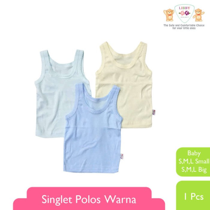 LIBBY Singlet Polos Warna Anak (1PCS) Pakaian Kaos Dalam Anak