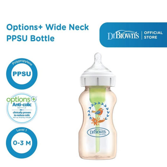 Dr. Brown's 9oz/270ml PPSU Wide Neck Options+ Deco / Botol Susu - 9oz