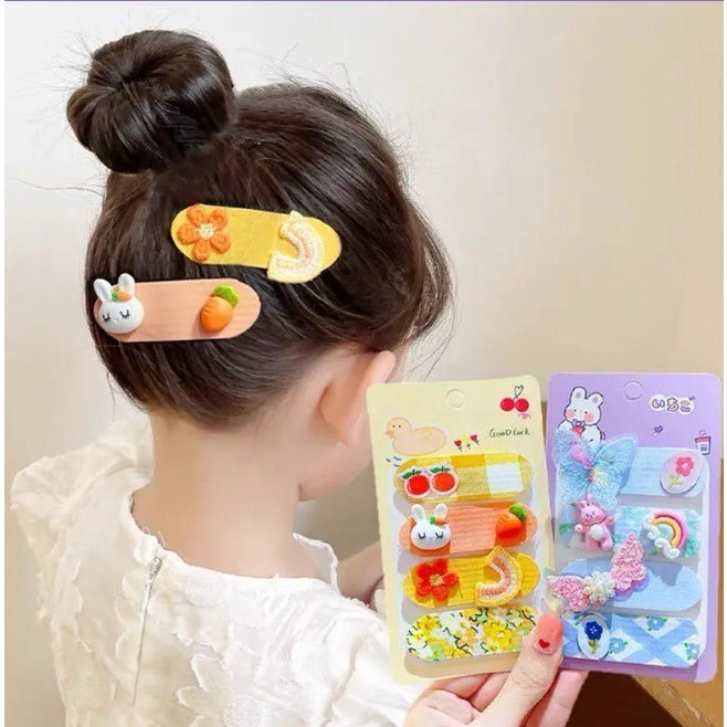 Jepit Rambut Tempel Anak Perempuan 4 IN 1 Aksesoris Rambut Penahan