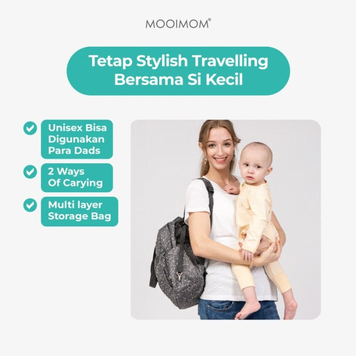 Tas Bayi | MOOIMOM 2 Ways Diaper Bag- Tas Bayi Besar Perlengkapan Bayi