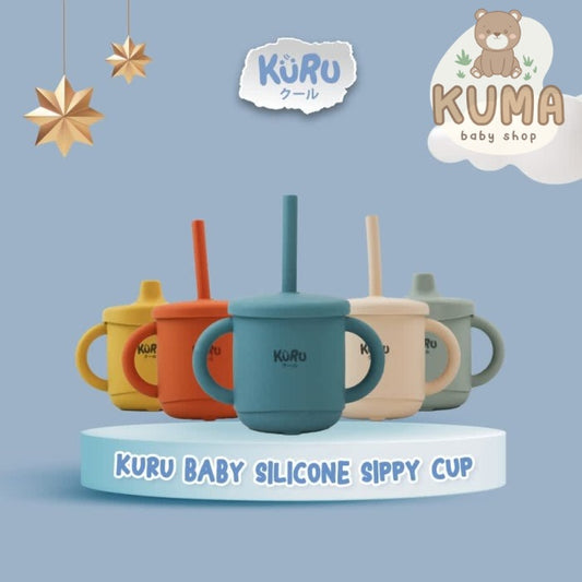 Kuru Baby Silicone Sippy Cup Set | Gelas Silicone Bayi + Straw SC20