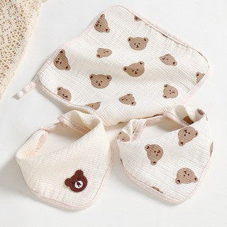 Kuma Bear Waslap dan Bib Lipat 2 in 1 Celemek Slaber 4027