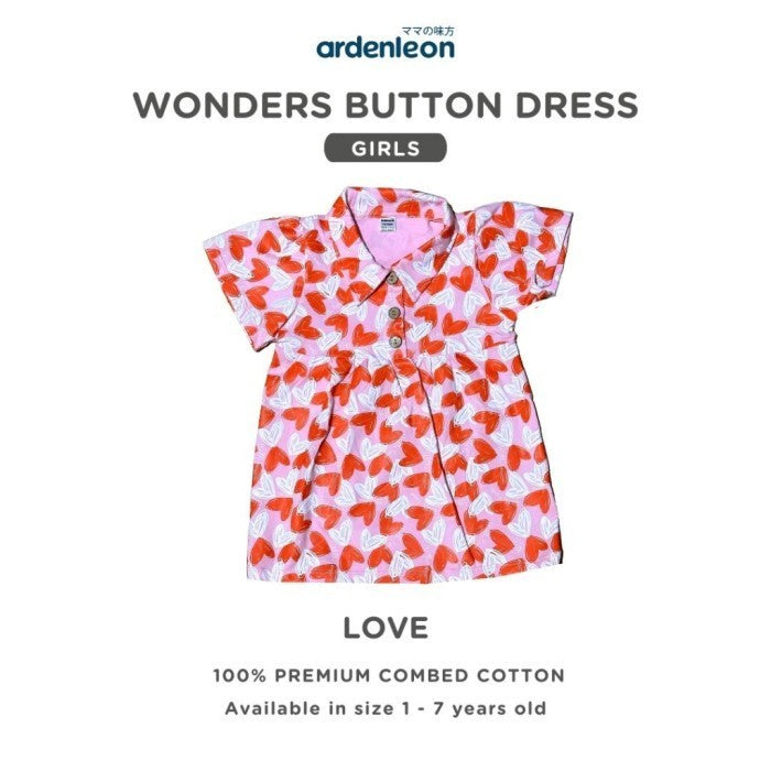 Ardenleon Rok Anak Wonders Button Dress Baju Anak Perempuan