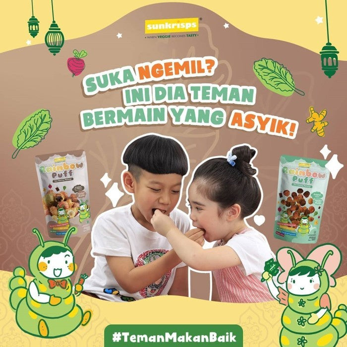 SUNKRISPS RAINBOW PUFF SNACK BAYI | CEMILAN KUE SUS KERING COKLAT KEJU