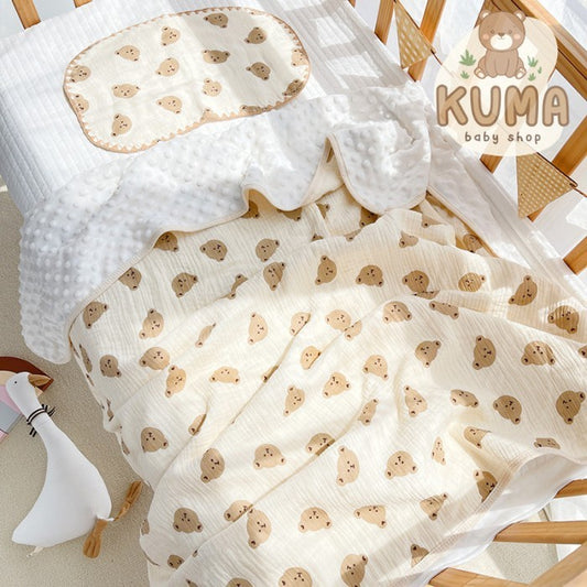 Kuma Bear Baby Selimut Minky Fleece 3D 110x100cm