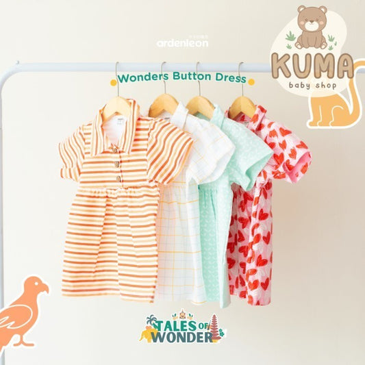 Ardenleon Rok Anak Wonders Button Dress Baju Anak Perempuan