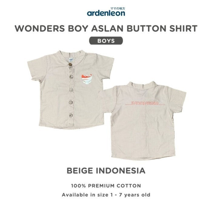 Ardenleon Atasan Anak Wonders Aslan Boy Button Shirt Kemeja Kancing