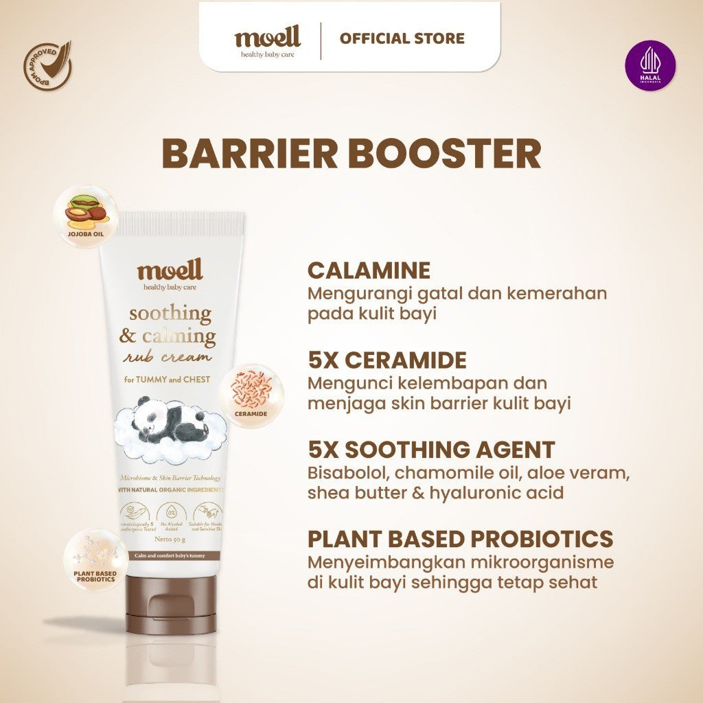 Moell Soothing & Calming Rub Cream 50gr - Meningkatkan Kualitas Tidur - Skincare Baby - Natural Organic
