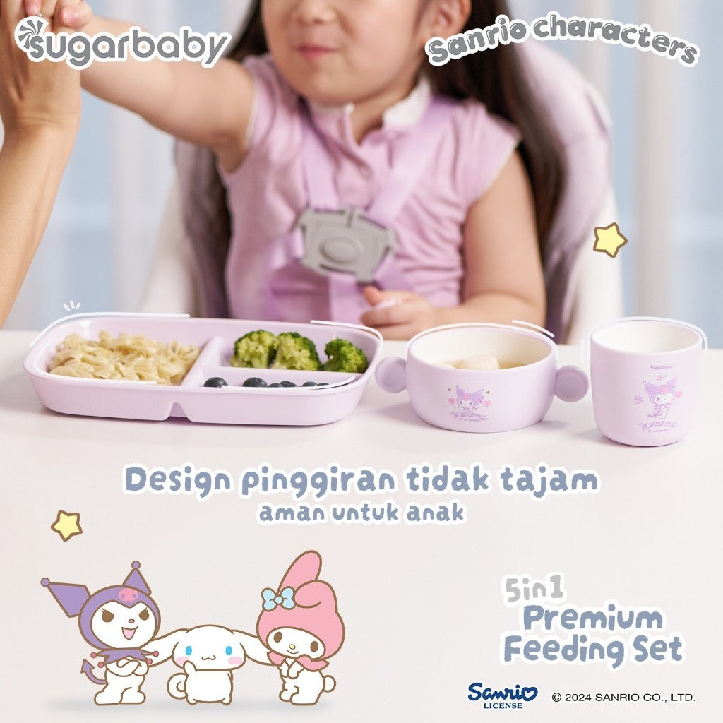 Sugarbaby Sugar Baby 5in1 Premium Feeding Set Sanrio Collection/Set Alat Makan Bayi/Perlengkapan MPASI Anak/Perlengkapan Makan Bayi