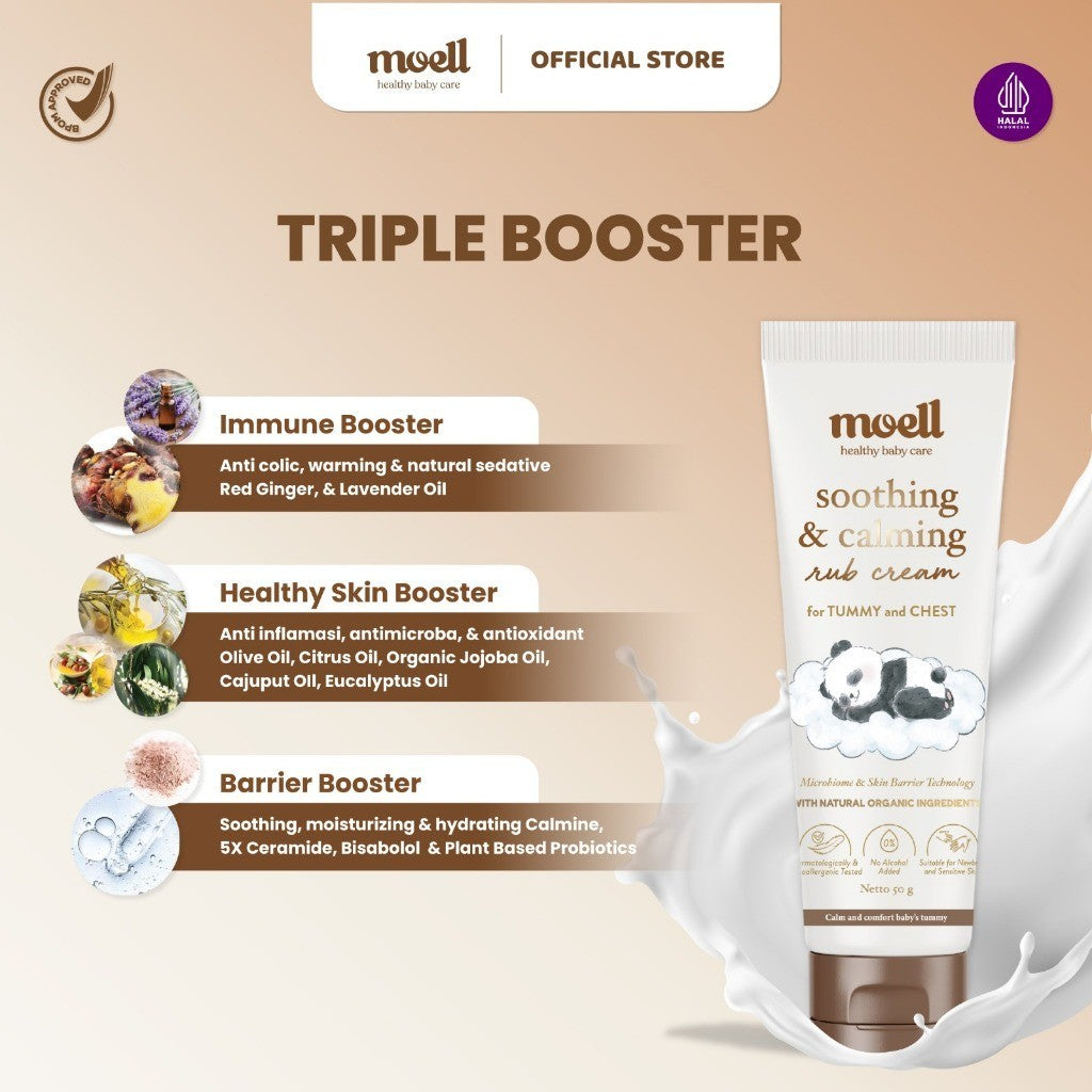 Moell Soothing & Calming Rub Cream 50gr - Meningkatkan Kualitas Tidur - Skincare Baby - Natural Organic