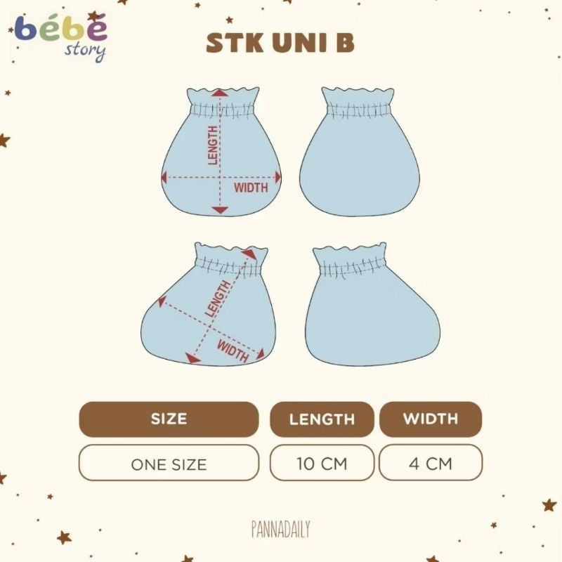 BOHOPANNA STK UNI PRINT / SARUNG TANGAN & KAKI BAYI POLOS B