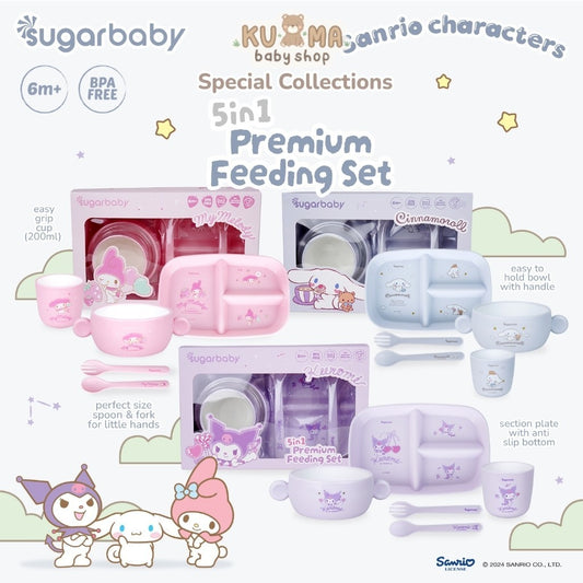 Sugarbaby Sugar Baby 5in1 Premium Feeding Set Sanrio Collection/Set Alat Makan Bayi/Perlengkapan MPASI Anak/Perlengkapan Makan Bayi
