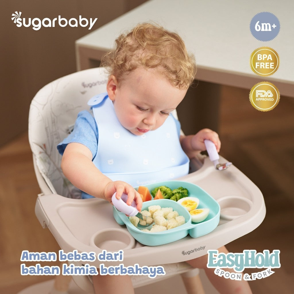 Sugarbaby Easy Hold Spoon & Fork/Sendok MPASI / Sendok Makan Bayi / Sendok Training Makan Bayi / Training Spoon