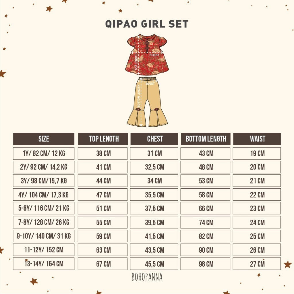 BOHOPANNA - QIPAO GIRL SET - Setelan Baju Imlek Anak Perempuan - Baju Imlek