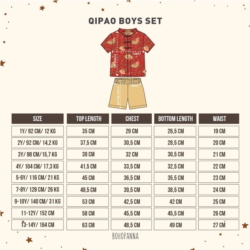 BOHOPANNA - QIPAO BOYS SET - Setelan Baju Imlek Anak Laki-Laki - Baju Imlek