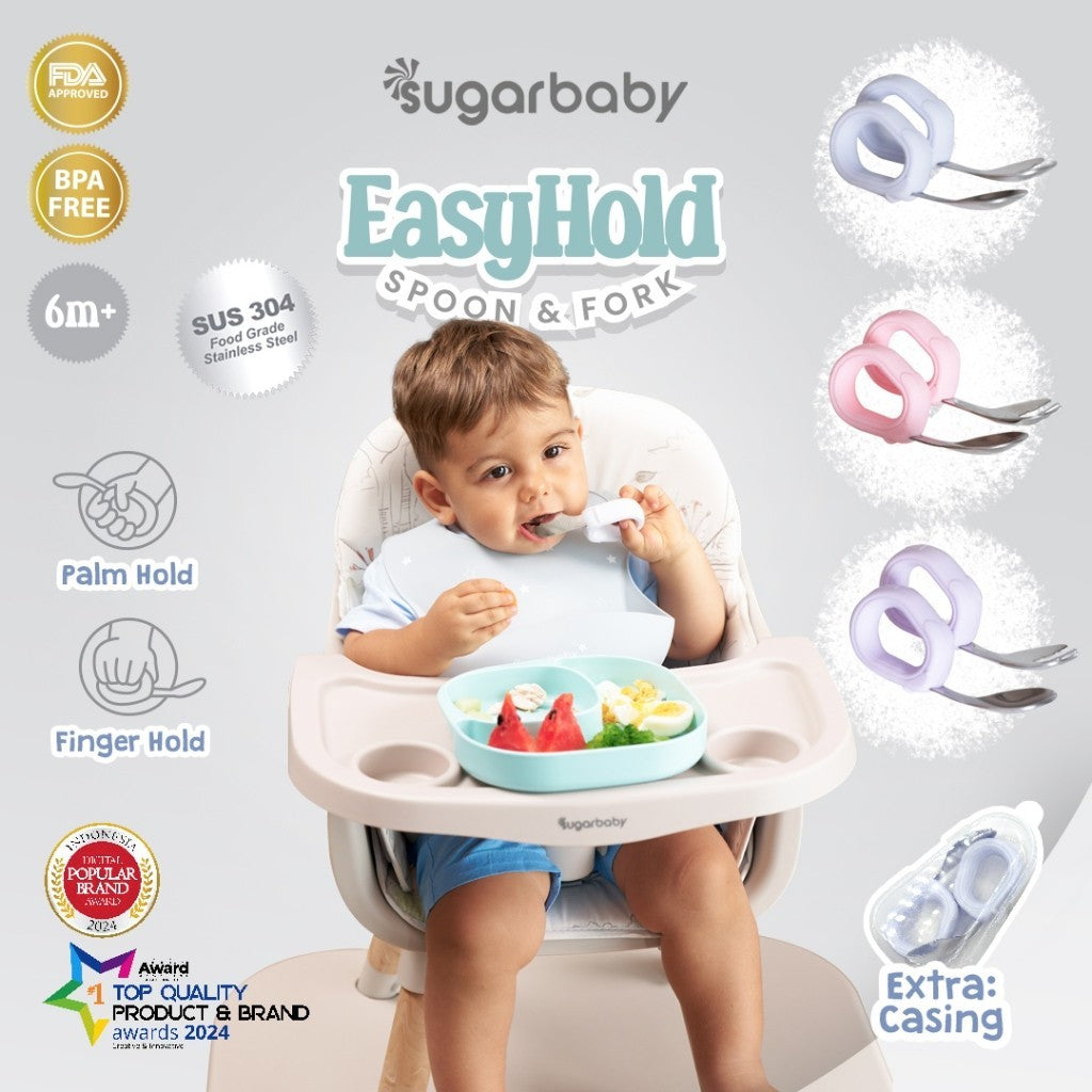 Sugarbaby Easy Hold Spoon & Fork/Sendok MPASI / Sendok Makan Bayi / Sendok Training Makan Bayi / Training Spoon
