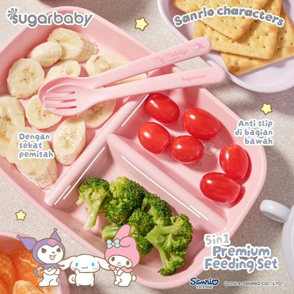 Sugarbaby Sugar Baby 5in1 Premium Feeding Set Sanrio Collection/Set Alat Makan Bayi/Perlengkapan MPASI Anak/Perlengkapan Makan Bayi