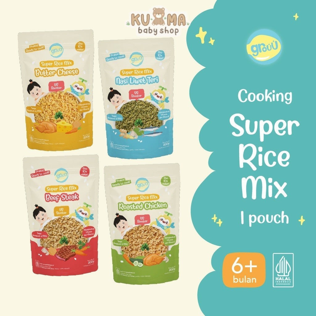 Grouu - Super Rice Mix Beras MPASI BB Booster BB Rice Nasi Instan - 200gr - NO MSG