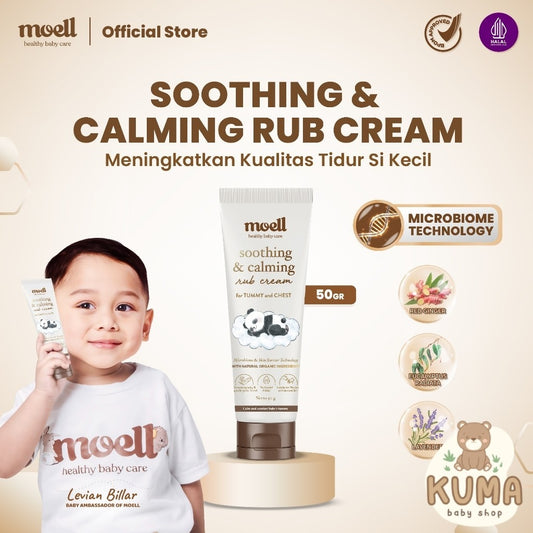 Moell Soothing & Calming Rub Cream 50gr - Meningkatkan Kualitas Tidur - Skincare Baby - Natural Organic