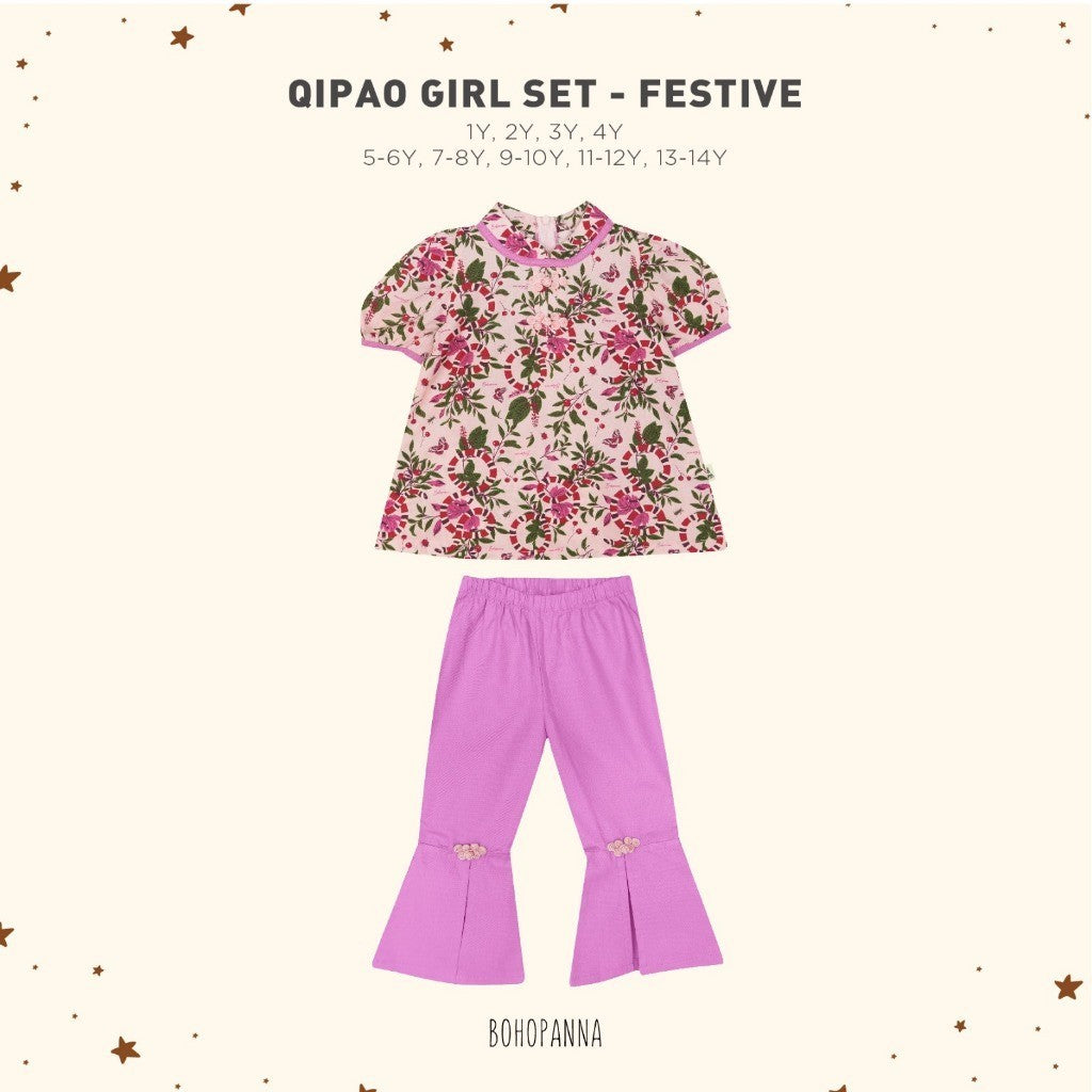 BOHOPANNA - QIPAO GIRL SET - Setelan Baju Imlek Anak Perempuan - Baju Imlek