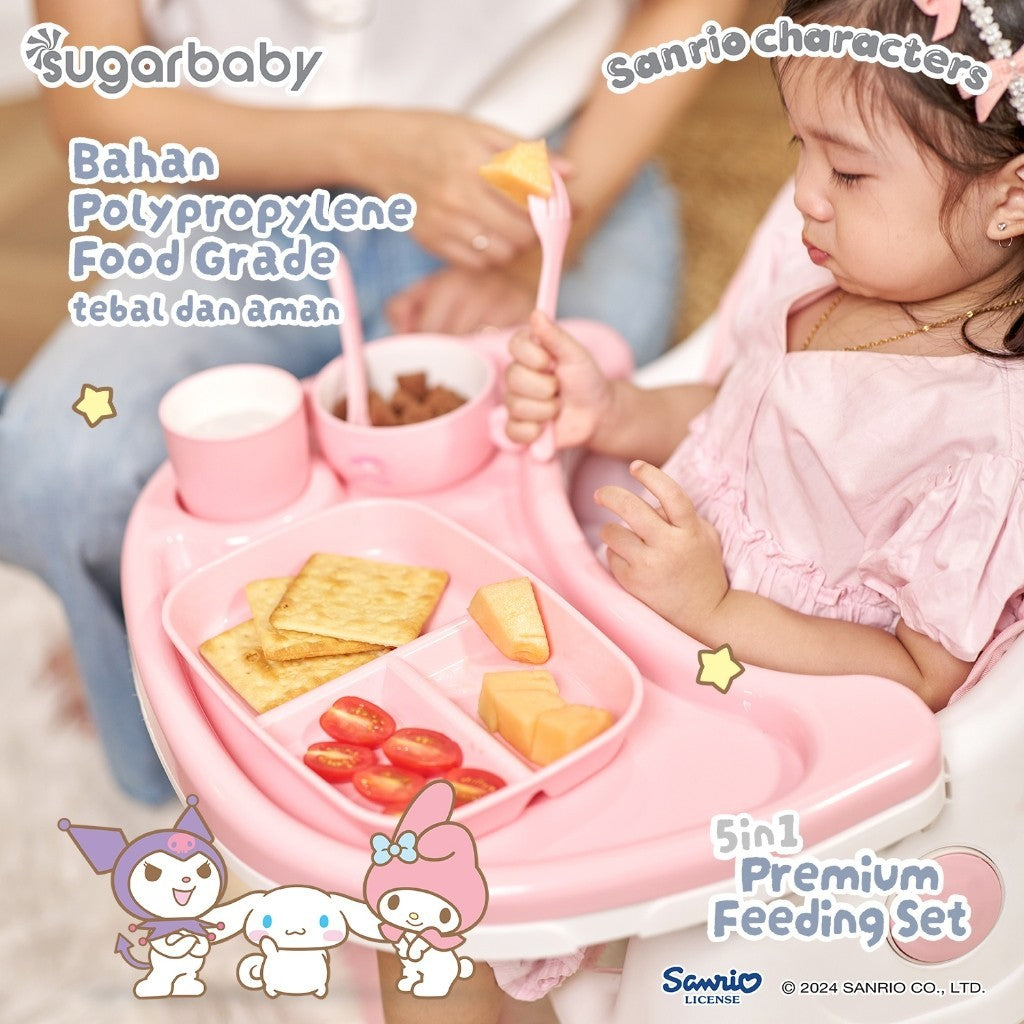 Sugarbaby Sugar Baby 5in1 Premium Feeding Set Sanrio Collection/Set Alat Makan Bayi/Perlengkapan MPASI Anak/Perlengkapan Makan Bayi
