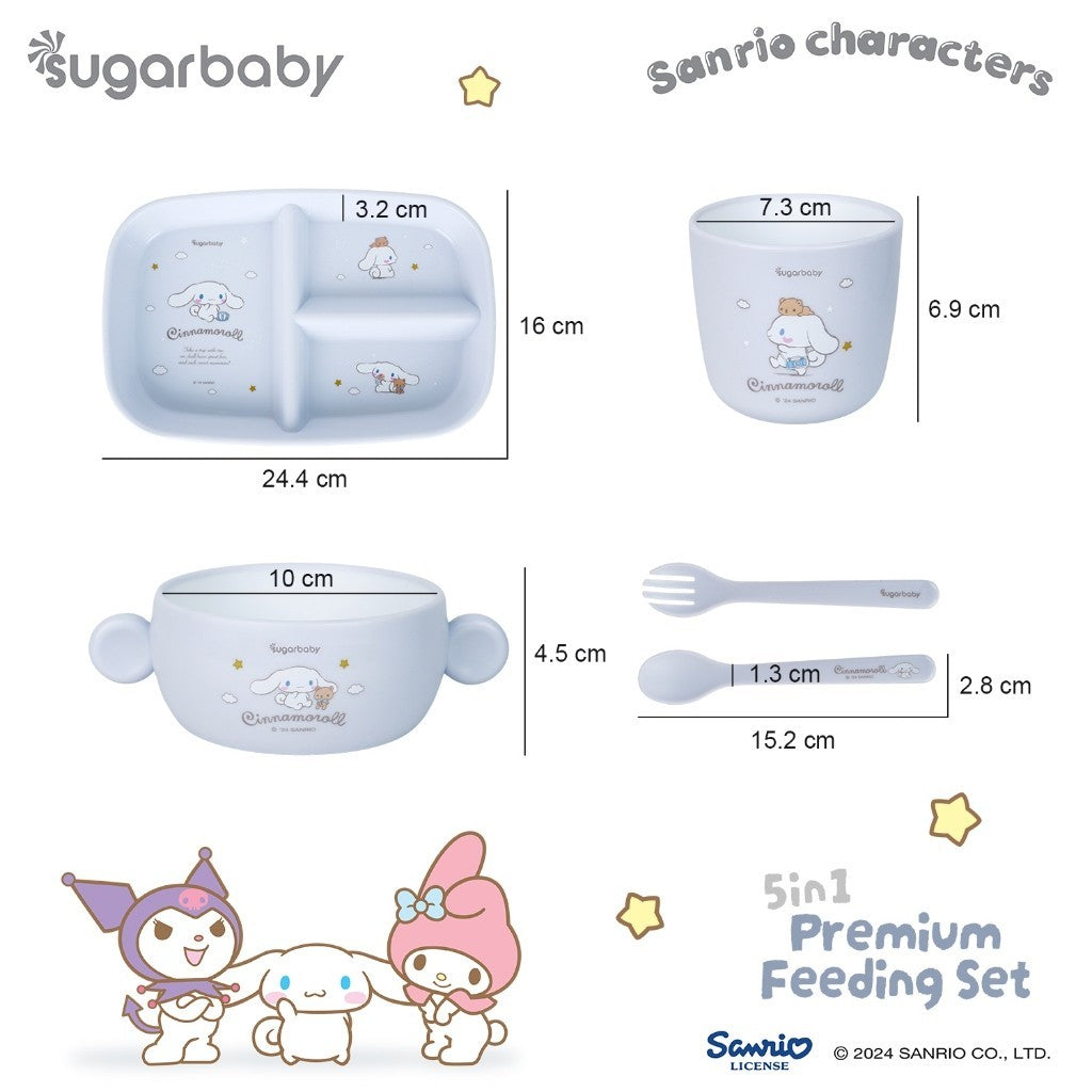 Sugarbaby Sugar Baby 5in1 Premium Feeding Set Sanrio Collection/Set Alat Makan Bayi/Perlengkapan MPASI Anak/Perlengkapan Makan Bayi