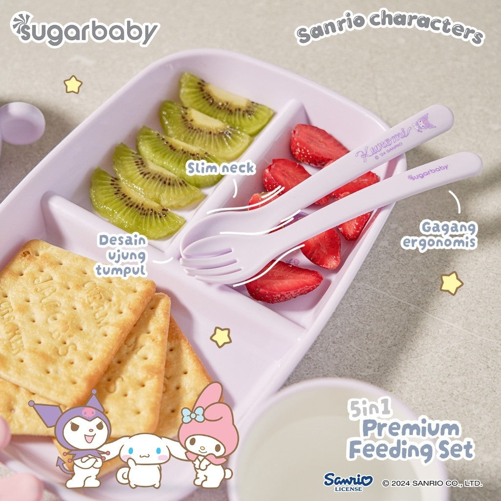 Sugarbaby Sugar Baby 5in1 Premium Feeding Set Sanrio Collection/Set Alat Makan Bayi/Perlengkapan MPASI Anak/Perlengkapan Makan Bayi