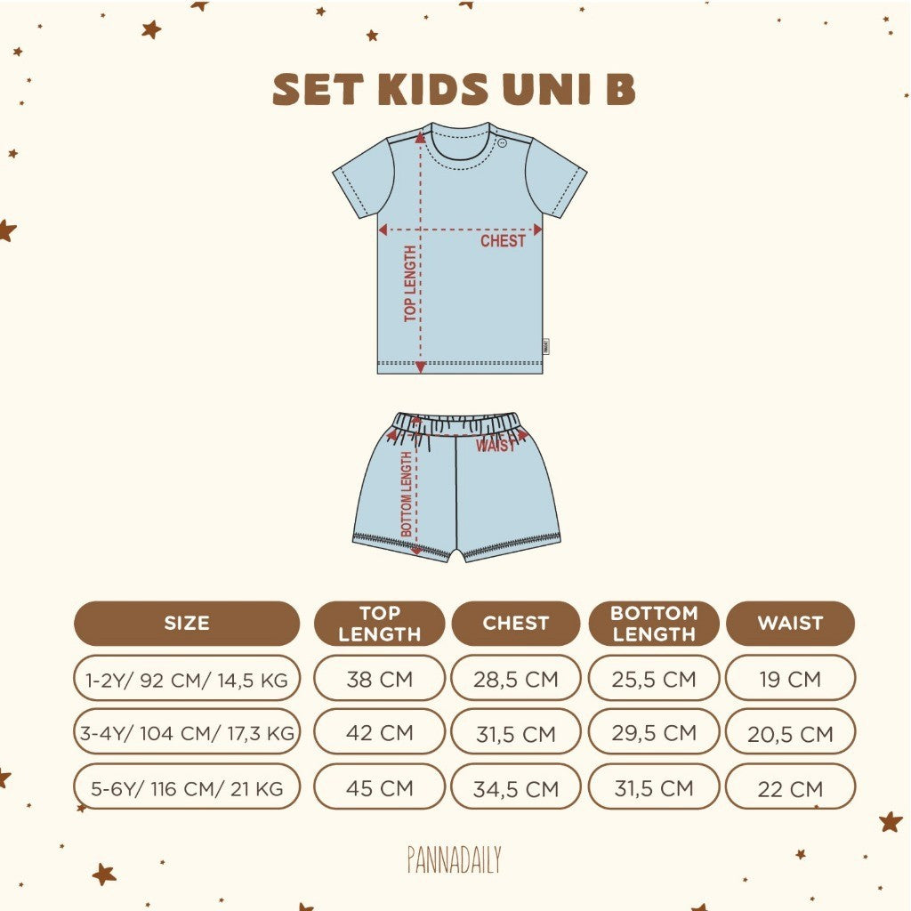 BOHOPANNA - PANNADAILY - SET KIDS UNISEX B - Setelan Baju Anak Laki-Laki