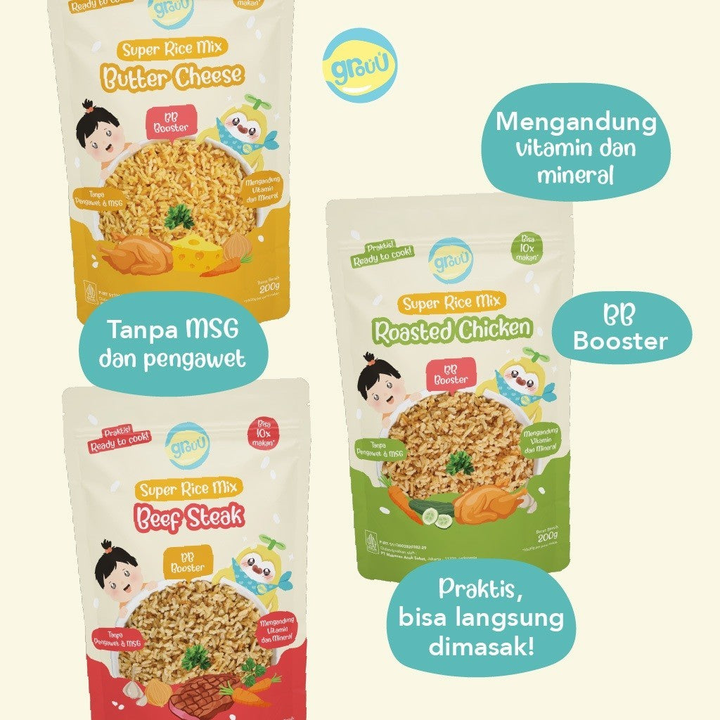 Grouu - Super Rice Mix Beras MPASI BB Booster BB Rice Nasi Instan - 200gr - NO MSG