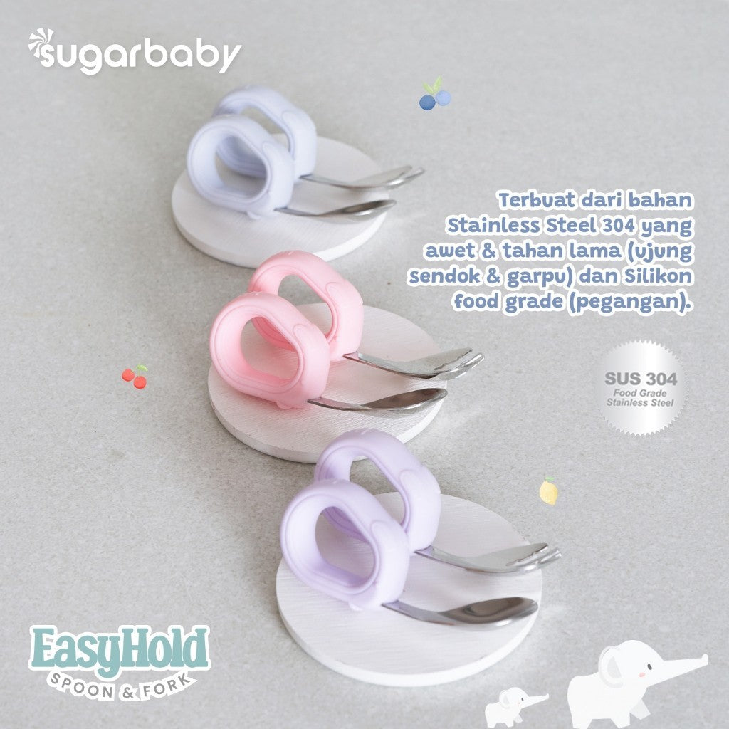 Sugarbaby Easy Hold Spoon & Fork/Sendok MPASI / Sendok Makan Bayi / Sendok Training Makan Bayi / Training Spoon