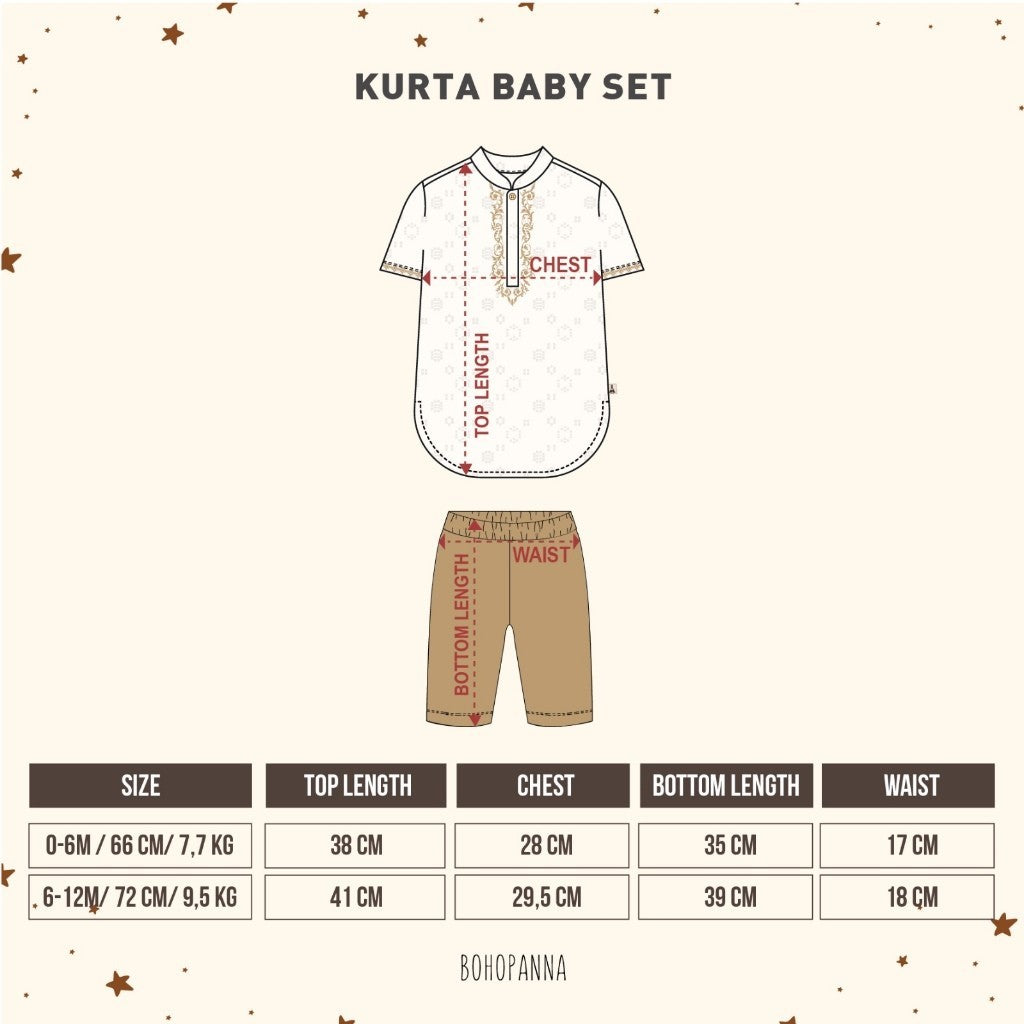 BOHOPANNA - RAYA COLLECTION 2025 - KURTA BABY SET - Setelan Baju Bayi - Baju Muslim - Baju Raya
