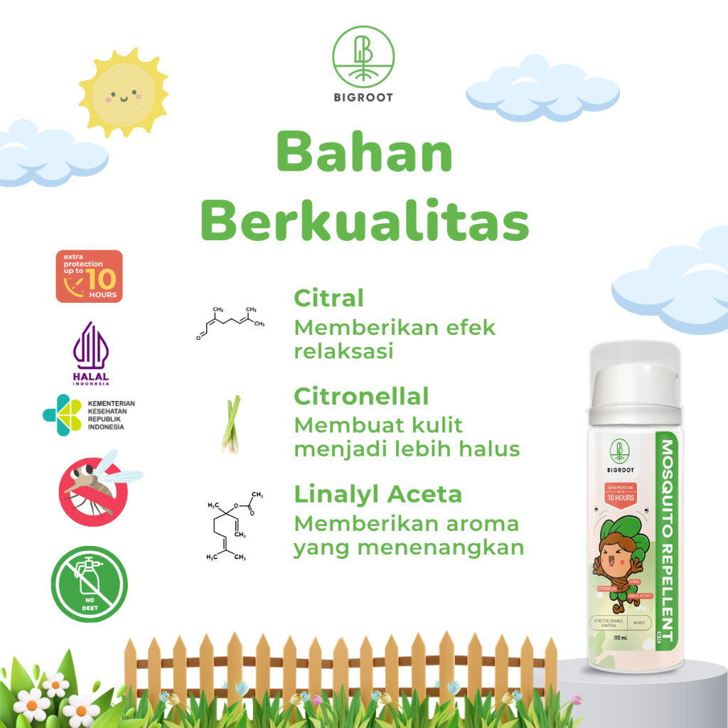 Bigroot care Mosquito Repellent Bayi 0 Bulan  - Dewasa 110ml Essential Oil Anti Nyamuk