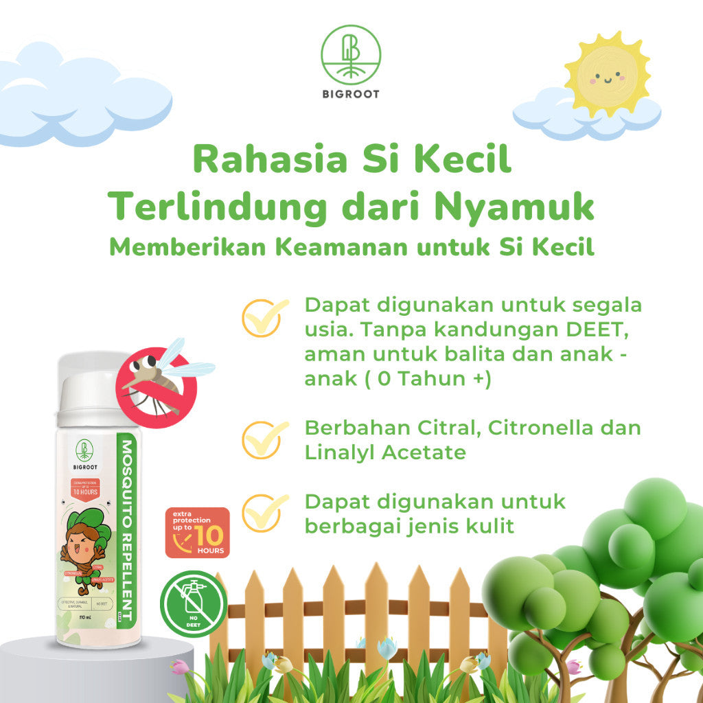 Bigroot care Mosquito Repellent Bayi 0 Bulan  - Dewasa 110ml Essential Oil Anti Nyamuk