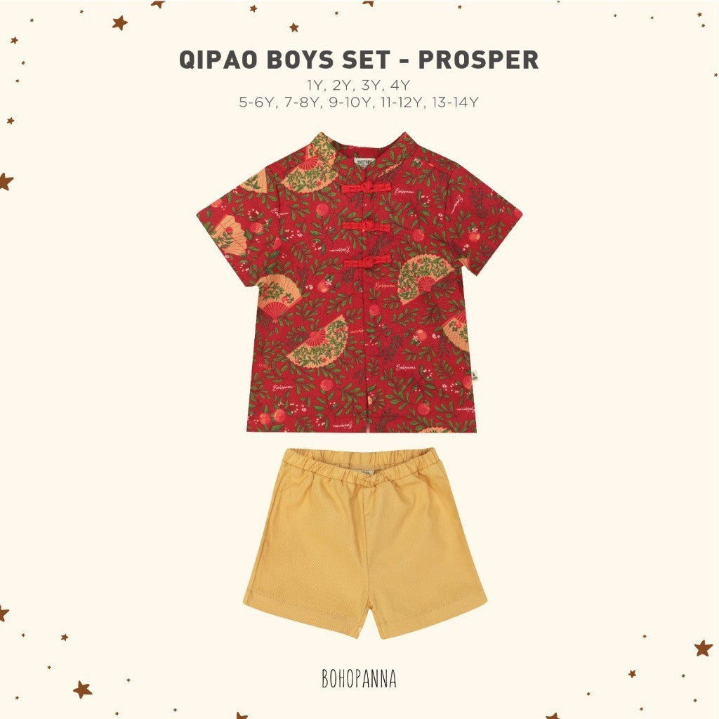 BOHOPANNA - QIPAO BOYS SET - Setelan Baju Imlek Anak Laki-Laki - Baju Imlek