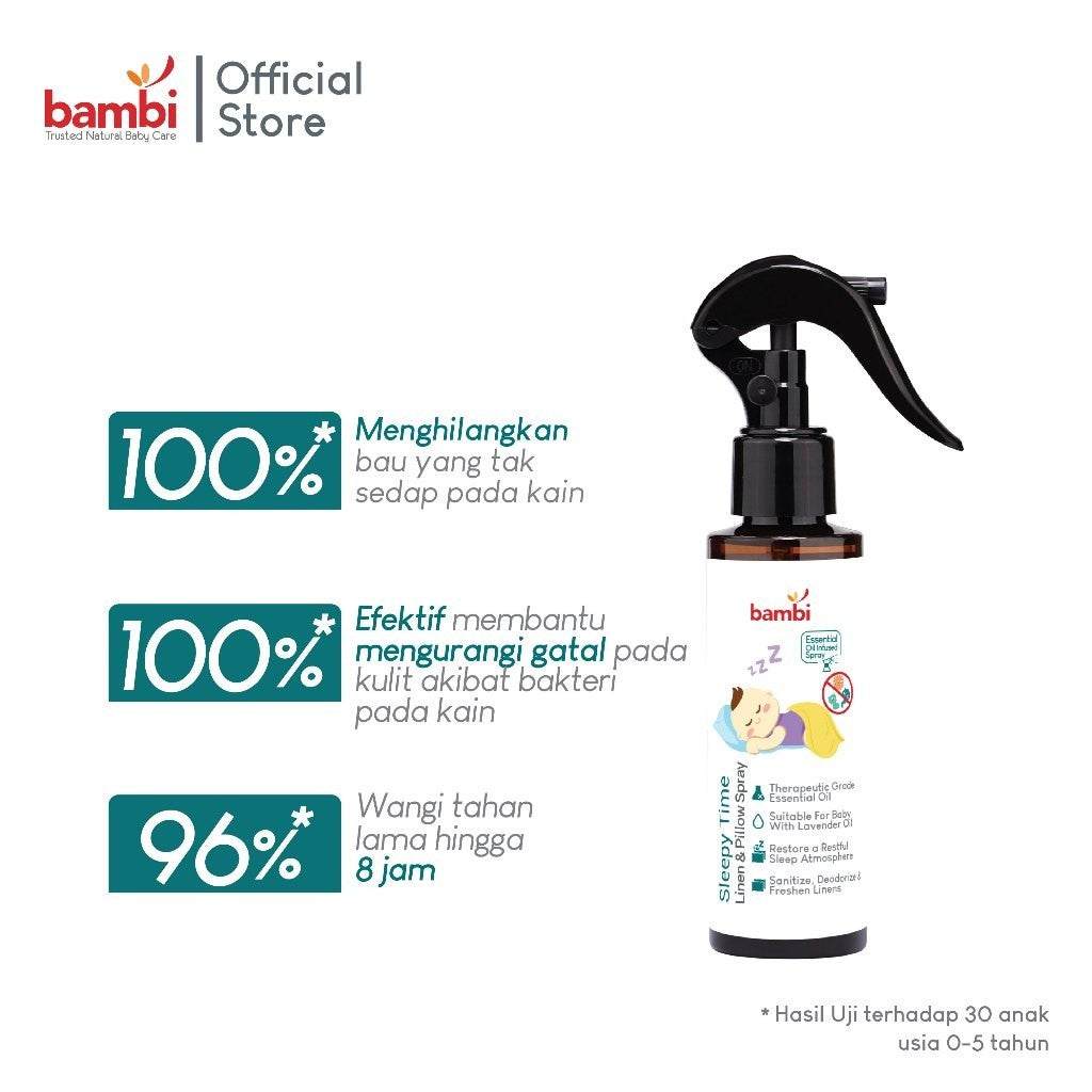 Bambi Baby Sleepy Time Linen & Pillow Spray Pembersih Bantal Sprei Bayi Essential Oil 120ml