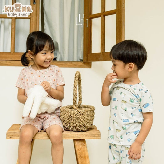 Little Palmerhaus - Little Wear Shoulder Button Short Set (Setelan Anak Lengan Pendek) 31.0
