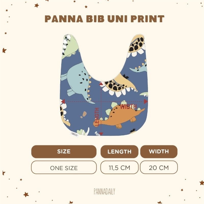 Bohopanna Pannadaily Bib Uni Print - Celemek Bayi Motif Dinosaurus (One Size)